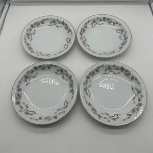 Vintage Set of 4 Meito Silver Pine Rimmed Soup Cereal Bowl Bowls